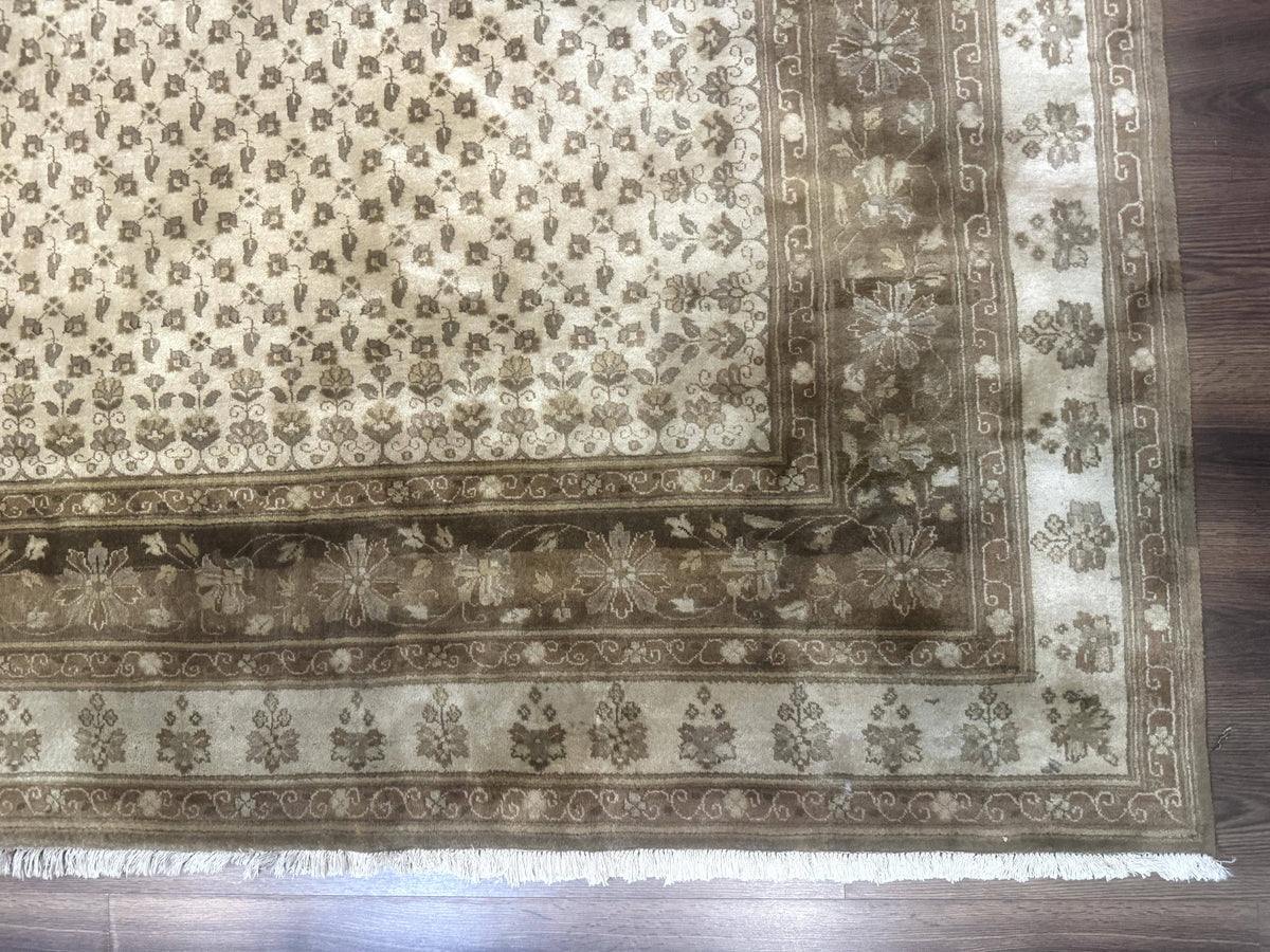Indo Persian Rug 8x10, Allover Pattern, Beige, Wool Handmade Carpet - Jewel Rugs, view 9