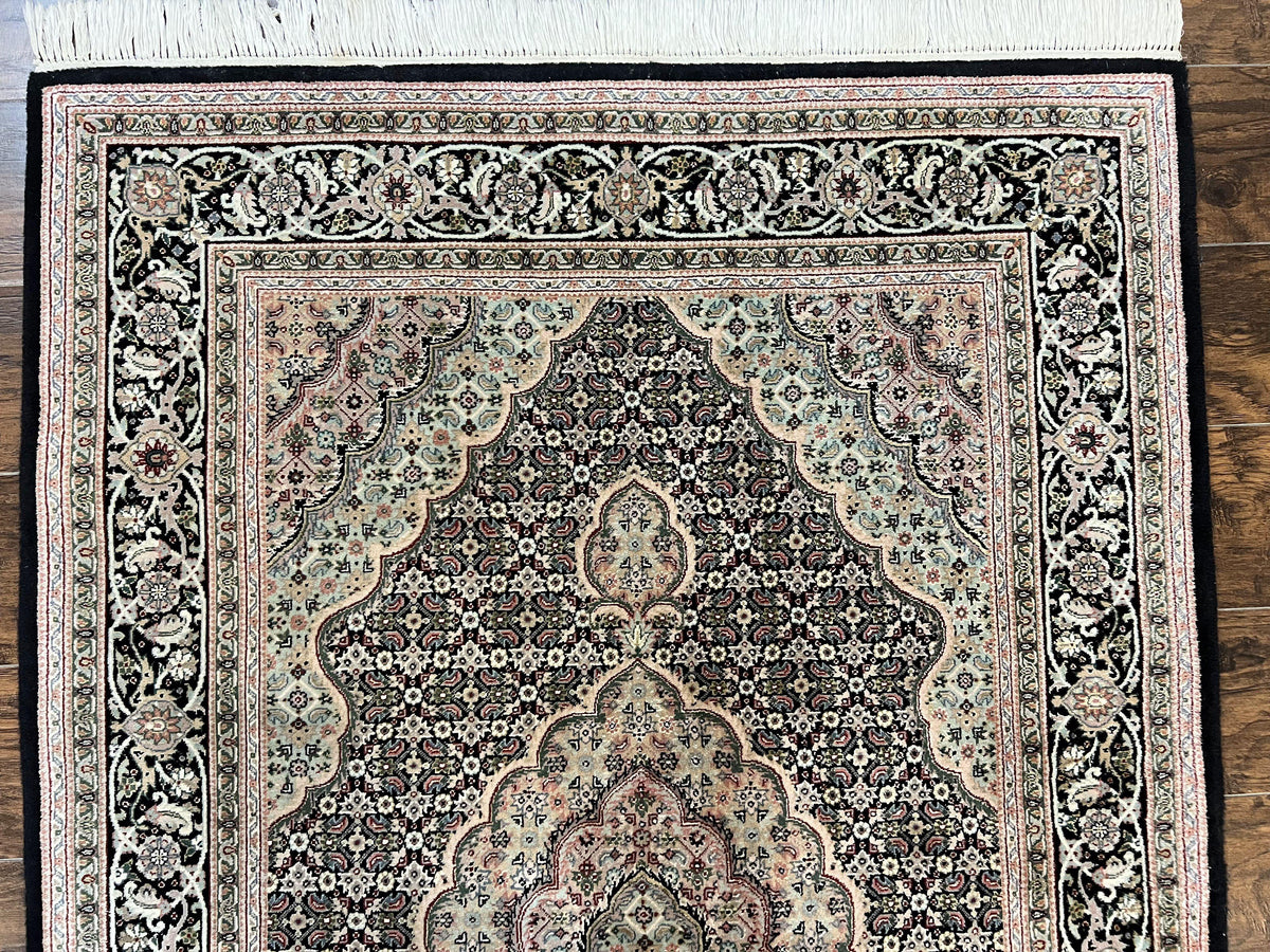 Sino Persian Rug 4x6, Fine Hand Knotted Carpet, Black, Wool, Vintage Rug 4 x 6, Herati Mahi, 300 KPSI - Jewel Rugs, view 4