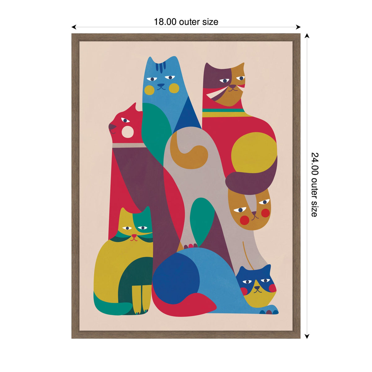 Abstract Retro Modern Cats 02 by Rachel Lee Framed Canvas Wall Art Print
