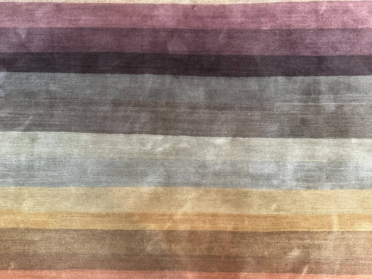 Modern Persian Gabbeh Rug 8x10, Multicolor Stripes, Soft Thick Wool Pile - Jewel Rugs, view 4