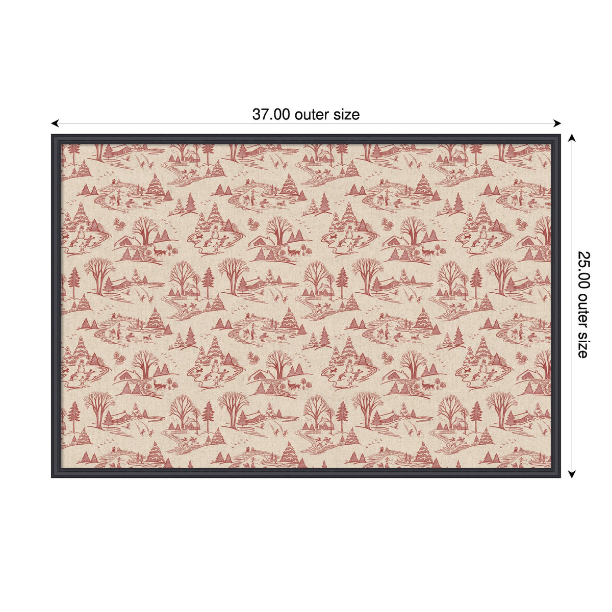 Kate and Laurel Framed Fabric Pinboard Wonderland Red Toile