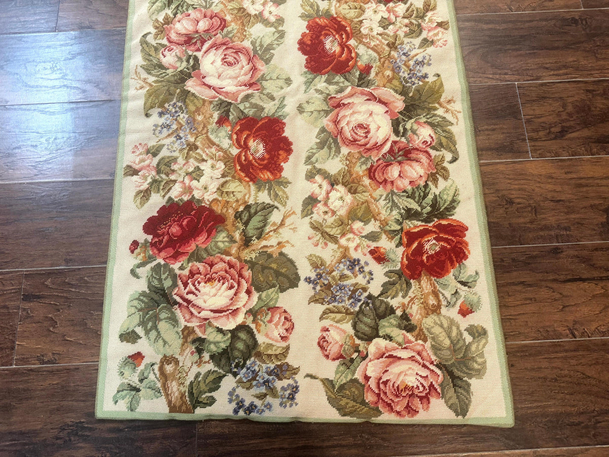Small Needlepoint Rug 2.8 x 4.7, Floral, Vintage - Jewel Rugs, view 6