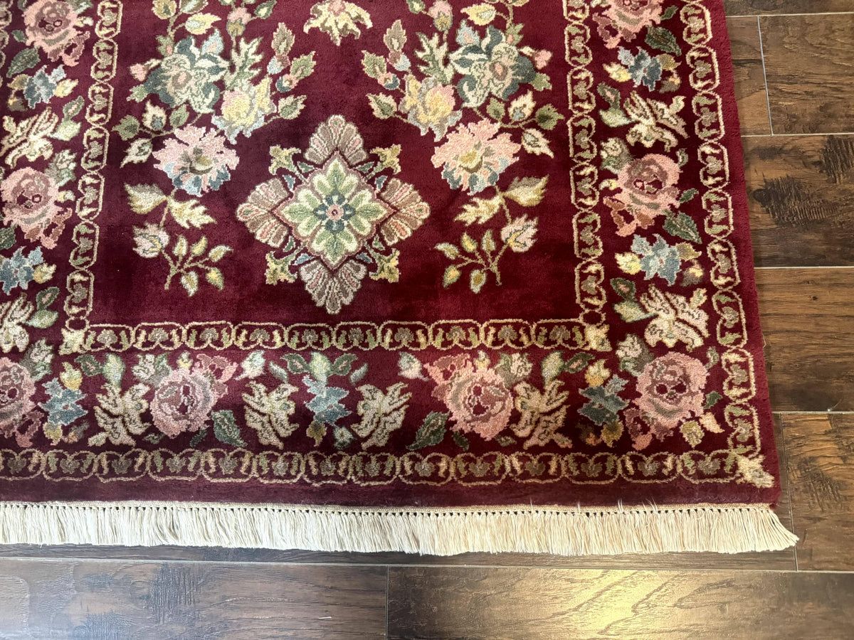 Indo Persian Kerman Rug 4x6, Burgundy, Floral - Jewel Rugs, view 10