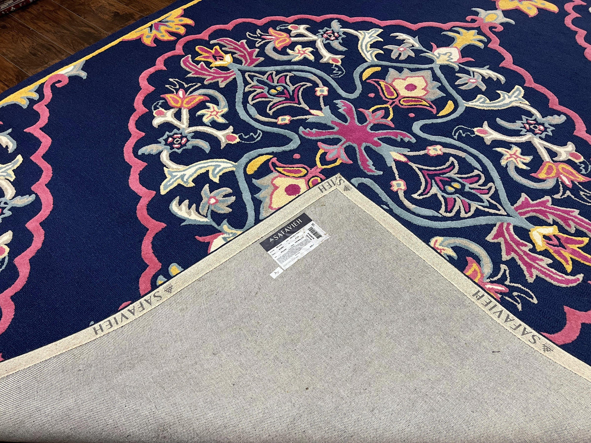 Safavieh Rug 8x10 Belagio Collection, Navy Blue Pink Yellow, Power-Loomed Wool Carpet, Floral Area Rug, Modern Rug, Room Sized 8 x 10 ft Rug - Jewel Rugs, view 12
