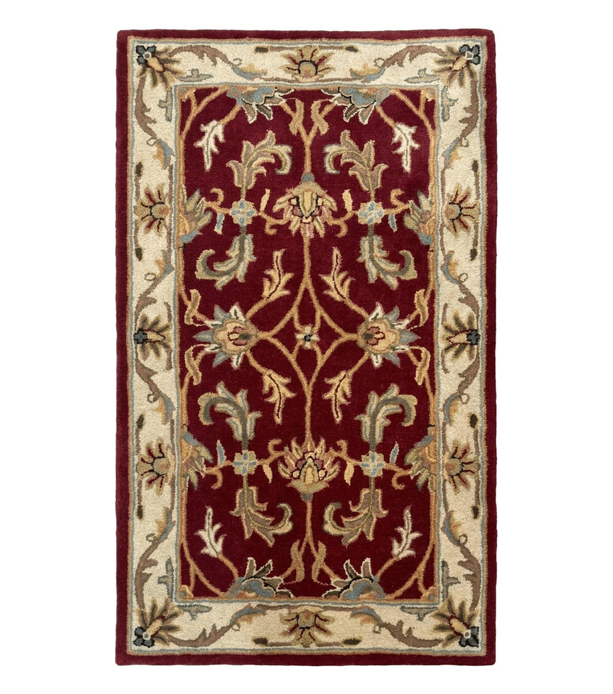 Small Floral Wool Rug 3x5, Safavieh Heritage Collection, Dark Red, Pair B - Jewel Rugs