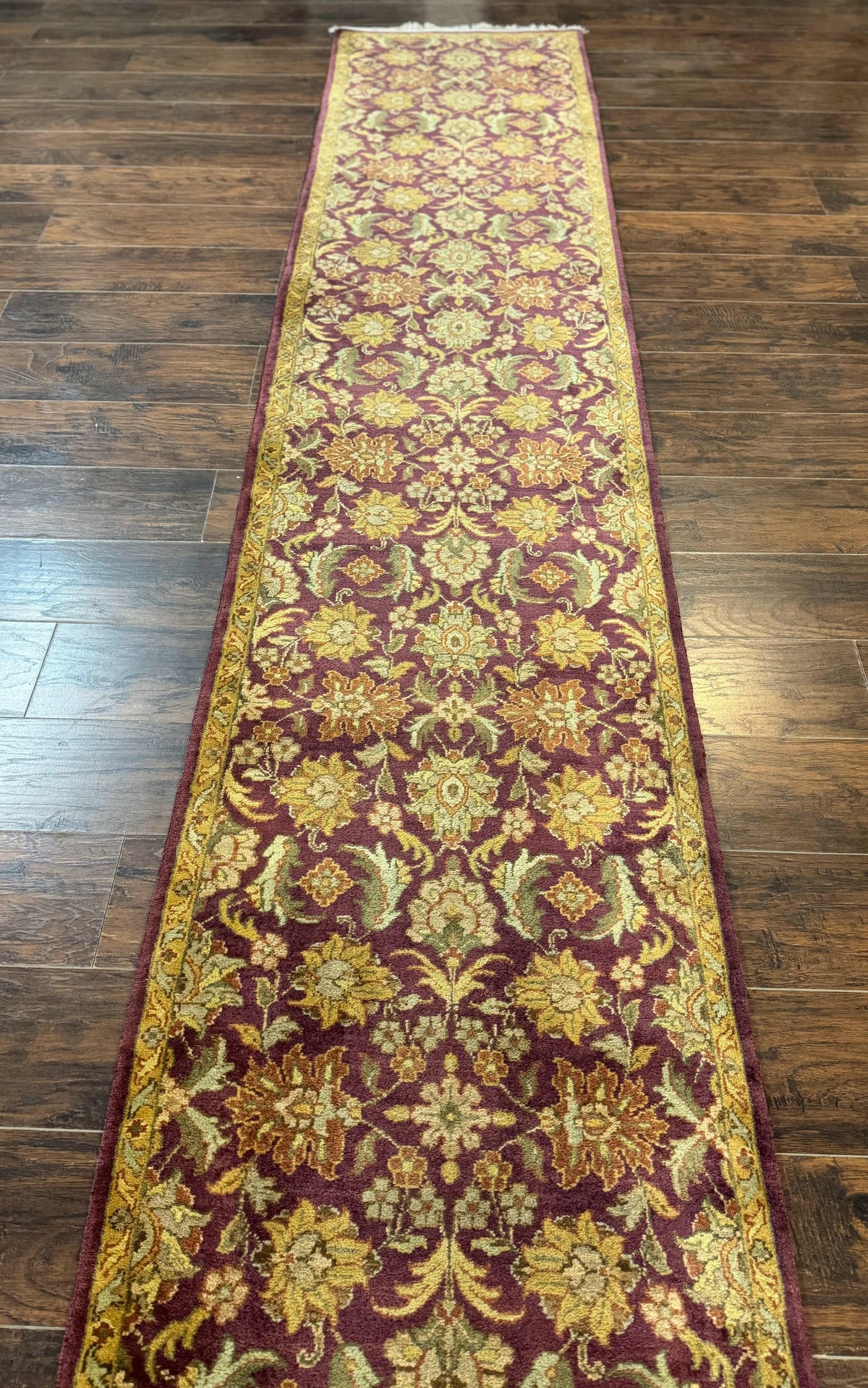 Indian Agra Runner Rug 2.6 x 17.5, Long Runner Rug for Hallway, Floral Handmade - Jewel Rugs, view 2