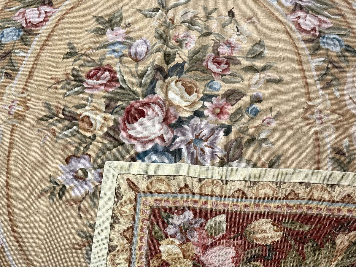 Needlepoint Rug 8x10, Aubusson Savonnerie European Carpet, Floral, Elegant - Jewel Rugs, view 11