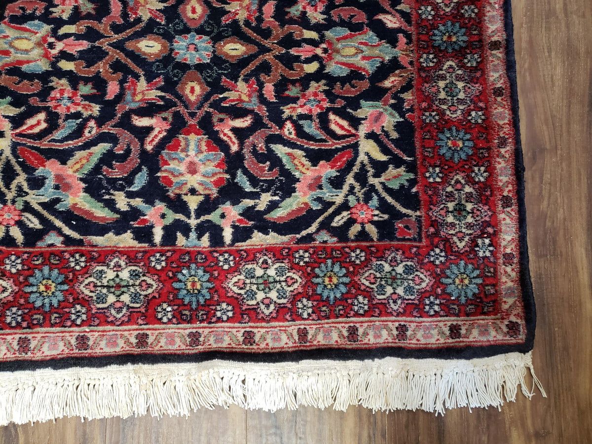 Antique Persian Sarouk Rug 3x5, Navy Blue, Allover Pattern, Hand Knotted - Jewel Rugs, view 10