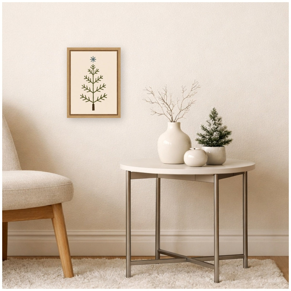 Scandinavian Tree by Laura Moss Framed Canvas Wall Art Print