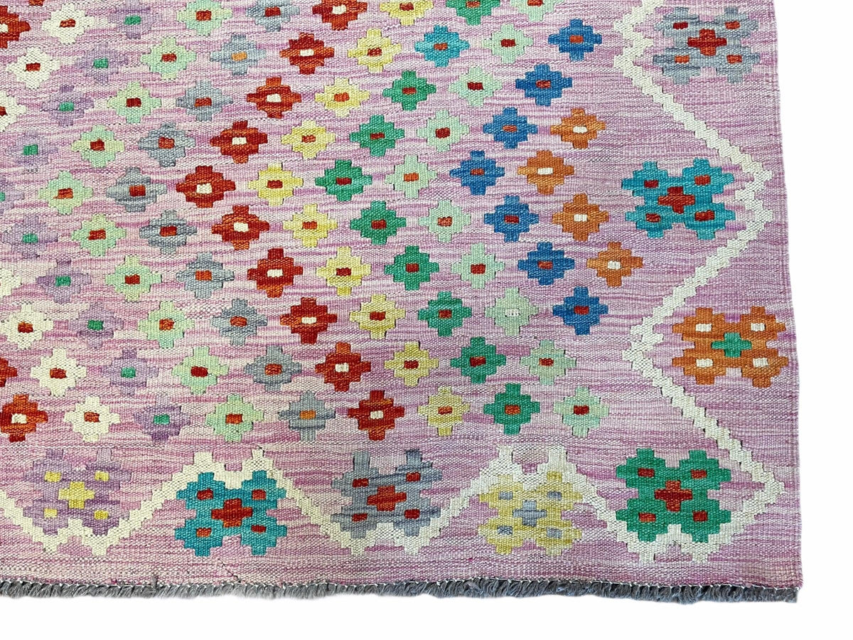 Pink Kilim Rug 6x8 Colorful Turkish Kilim Rug 6 x 8 Flat Weave Kilim Playful Kilim Multicolor Anatolian Chobi New Kilim - Jewel Rugs, view 12