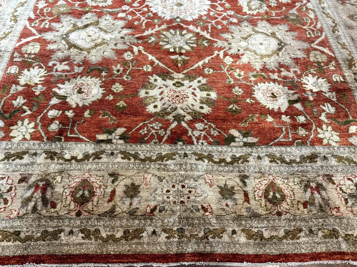 Pakistani Peshawar Rug 10x13, Burnt Orange, Large Handmade Wool Carpet - Jewel Rugs, view 6