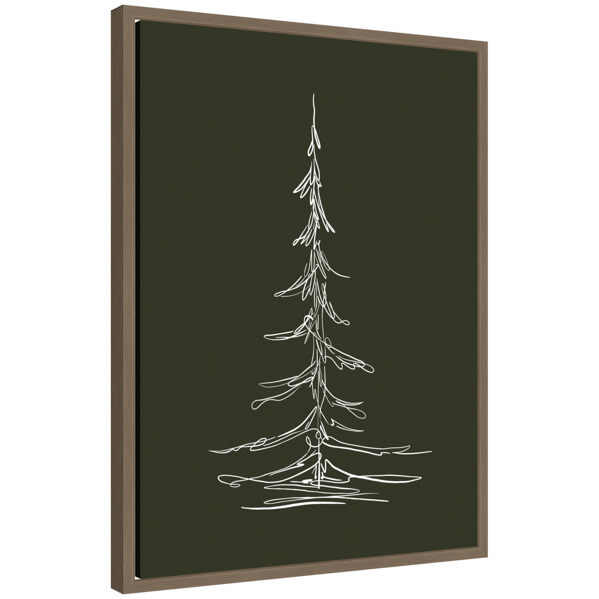 Sylvie Framed Canvas Minimalist Evergreen Trees Sketch 2 Green by The Creative Bunch Studio