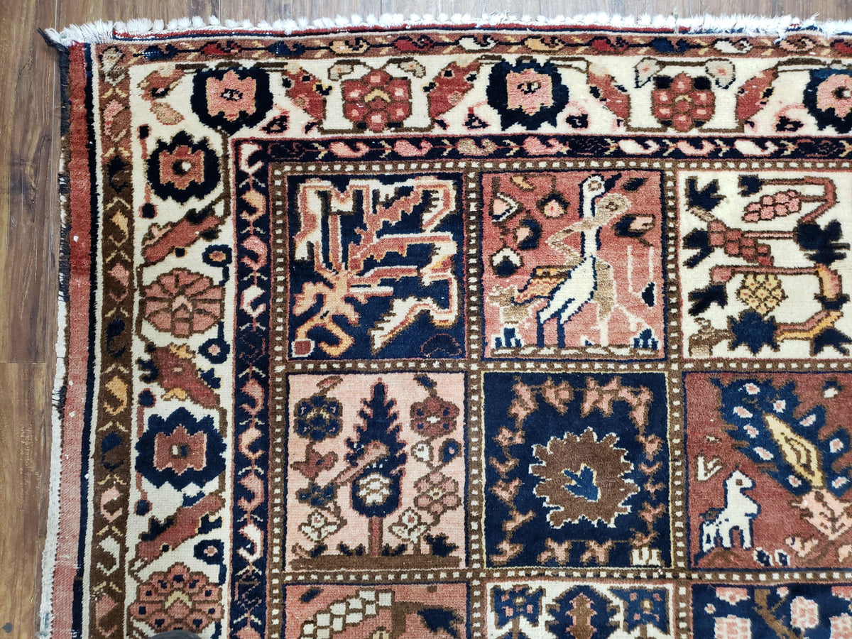Antique Persian Bakhtiari Rug circa 1920s, Kheshti Panel Design, Wool, Hand-Knotted, 5'3" x 10' - Jewel Rugs, view 7