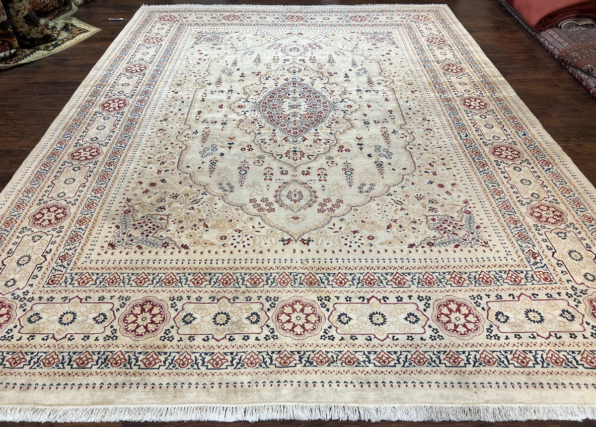 Pak Persian Rug 9x11, Very Fine Hand Knotted Oriental Carpet, Haji Jalili Design, Ivory/Cream, Wool Handmade Room Sized Rug 9 x 11 ft, Nice - Jewel Rugs, view 2