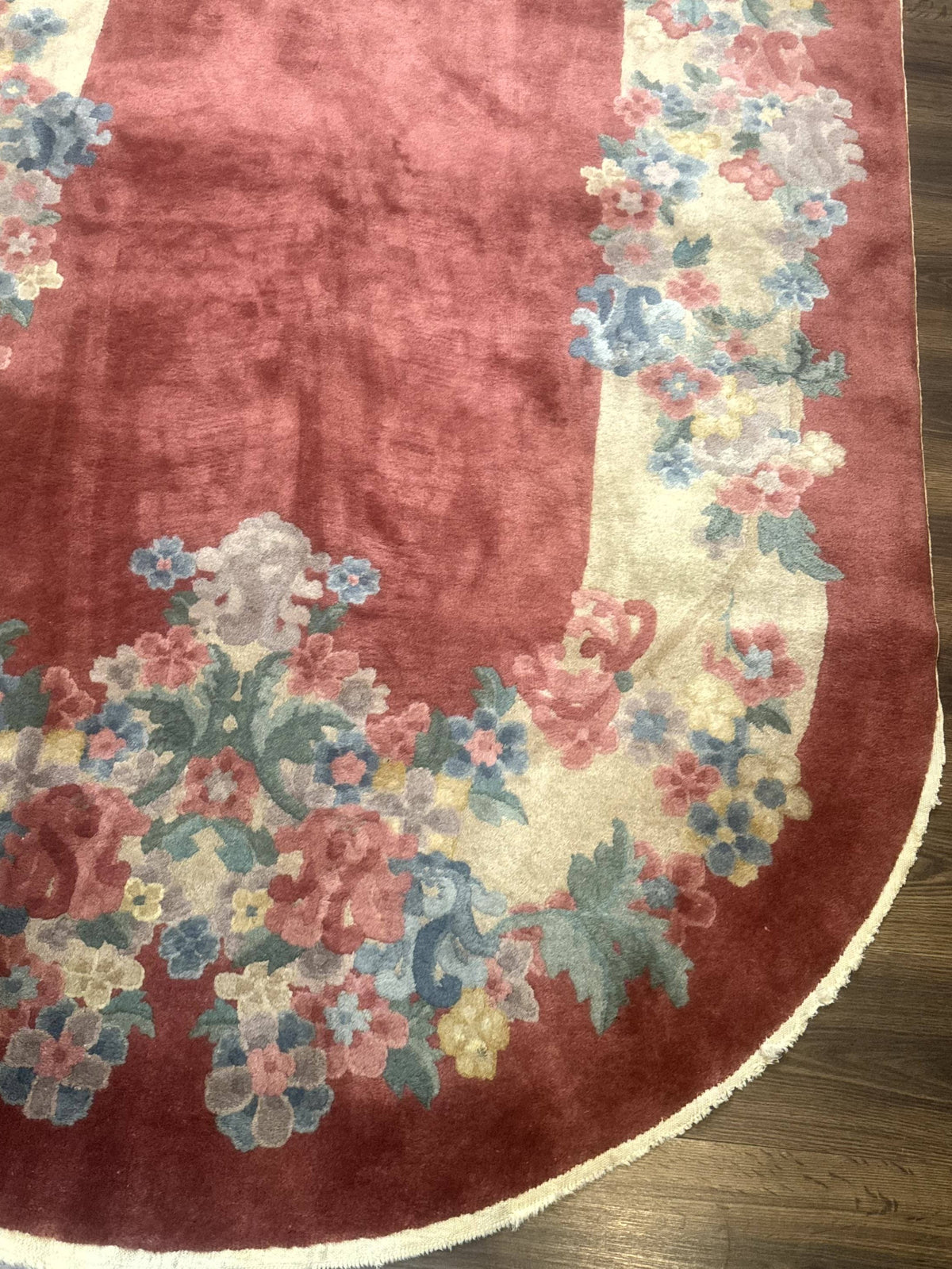 Oval Chinese Peking Rug 5x8, Pink, Floral, Vintage Chinese Wool Carpet - Jewel Rugs, view 9