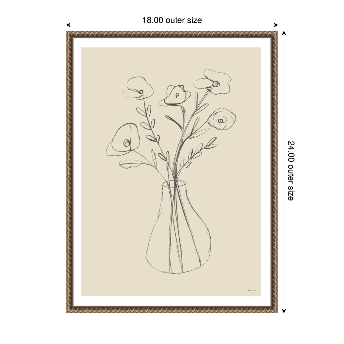 Floral Vase by Gabrielly Guedes Framed Canvas Wall Art Print