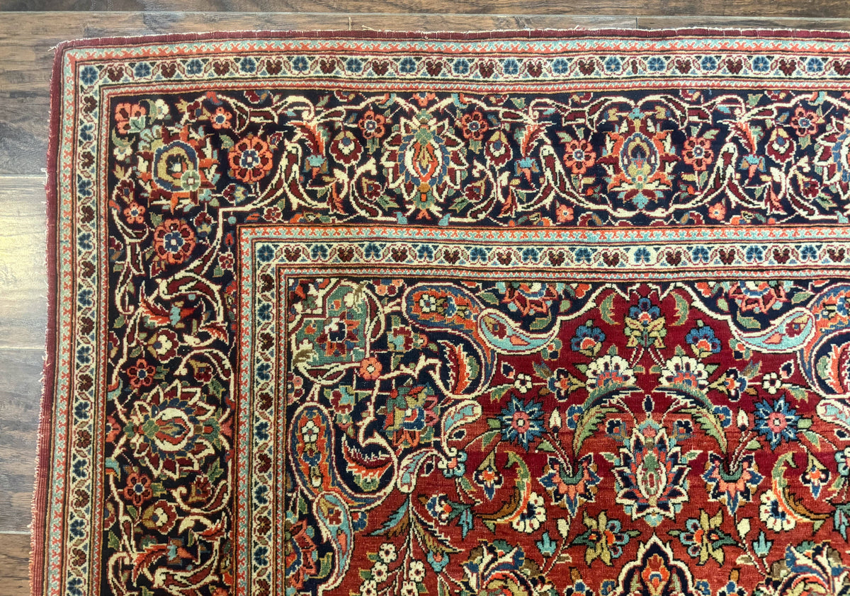 Persian Kashan Rug 4x7, Red, Floral Medallion, Vintage, Wool - Jewel Rugs, view 7