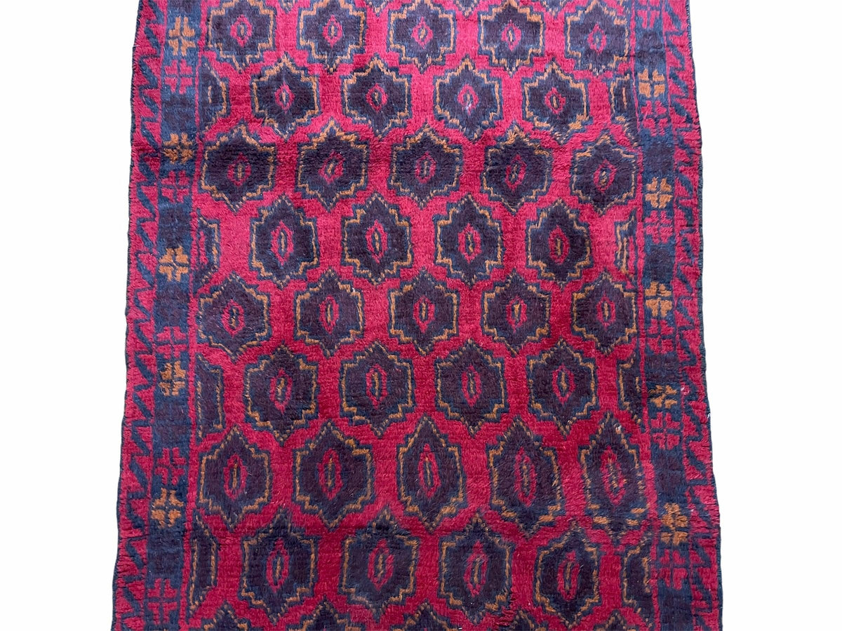2' 10" X 4'7" Vintage Handmade Tribal Wool Rug Balouchi Rug Afghan Rug Red Blue - Jewel Rugs, view 5