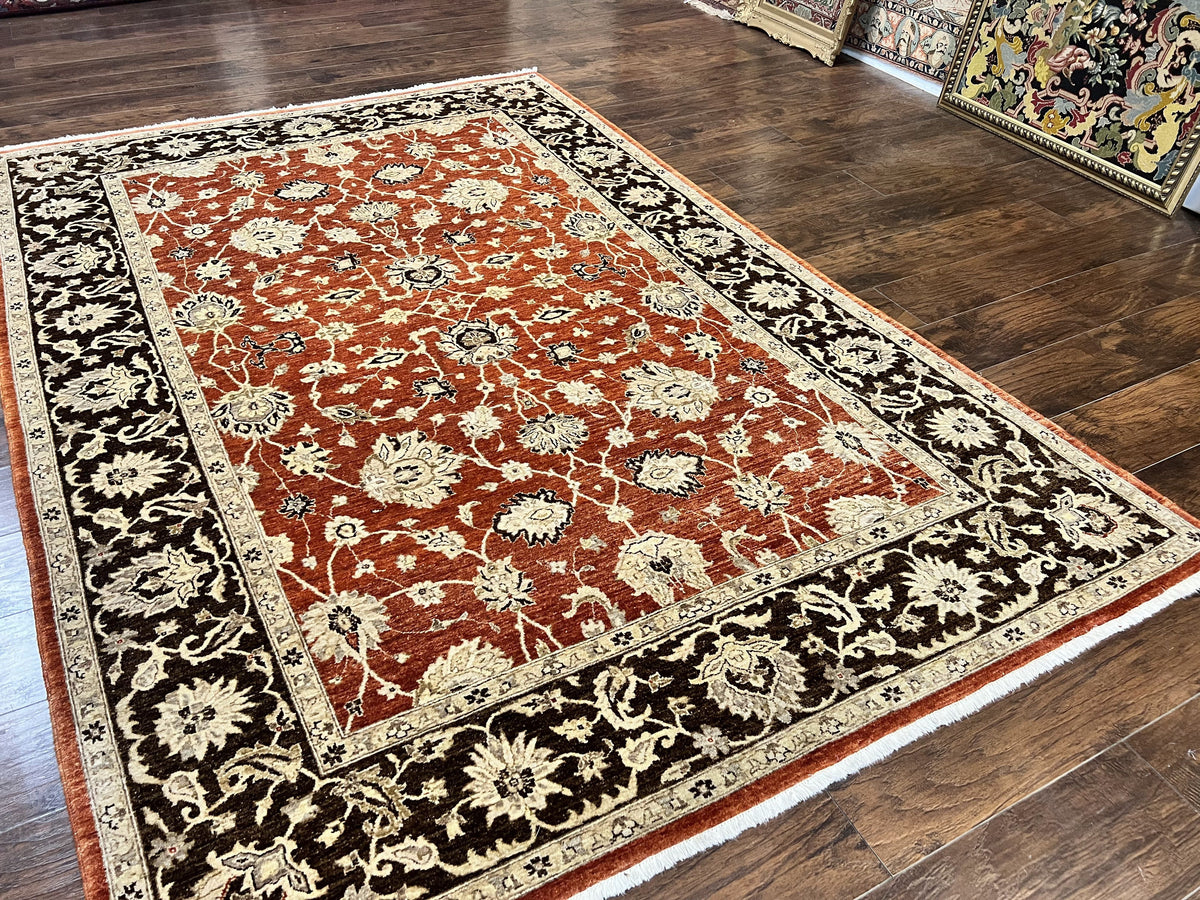 Pakistani Oriental Rug 6x9, Red, Floral Allover, Handmade Wool Rug, Peshawar Chobi Rug, Pak Persian Carpet 6 x 9 - Jewel Rugs, view 13
