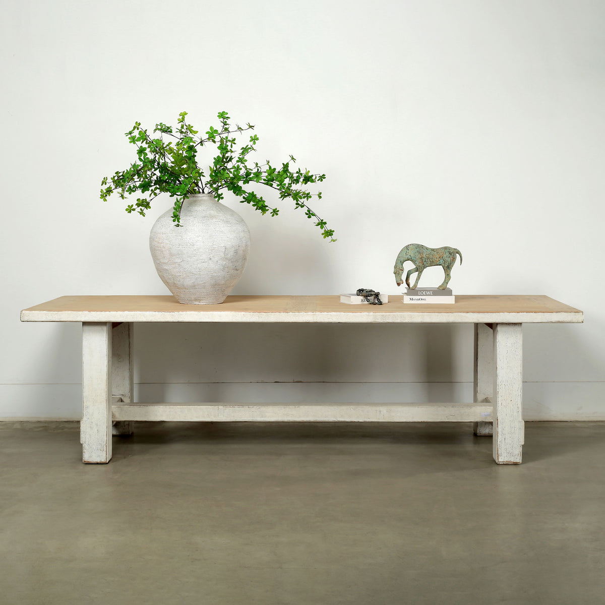 Amalfi Two Tones 9' Long Dining Table Antique off white