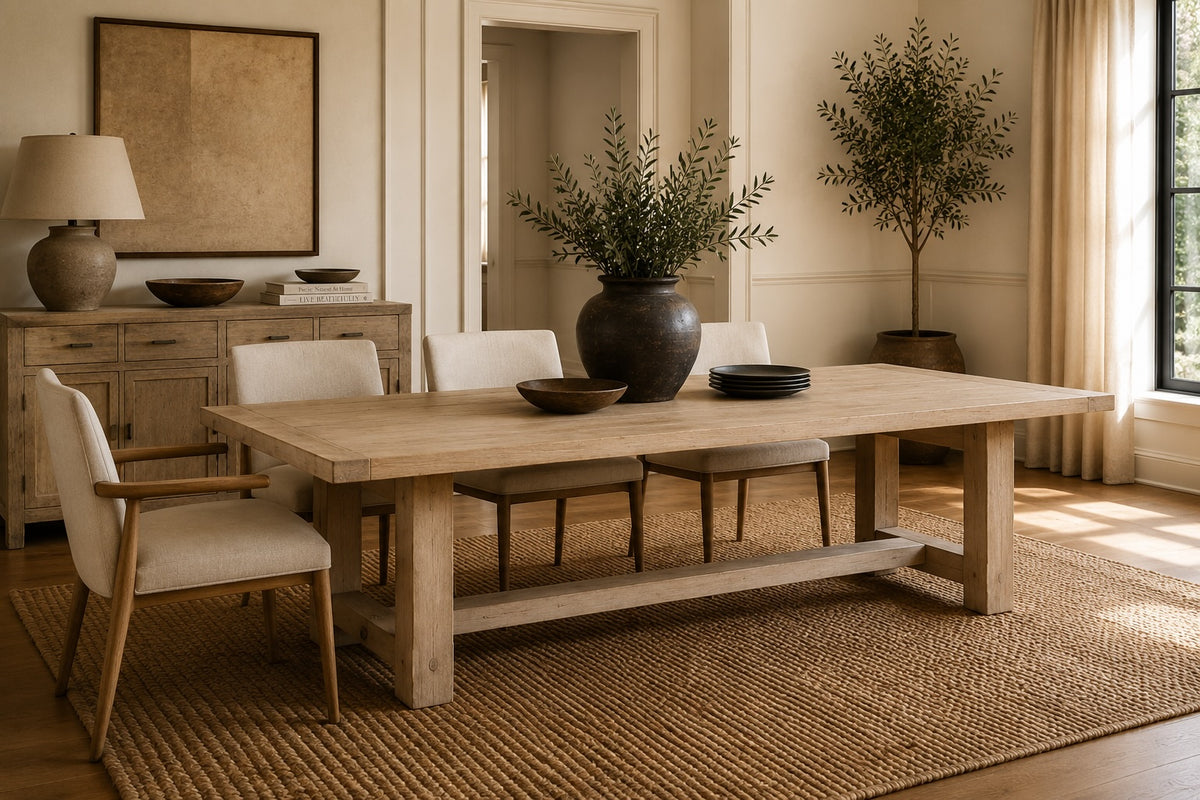 Amalfi 9' Long Dining Table Weathered Natural Pinewood 110x40x31H