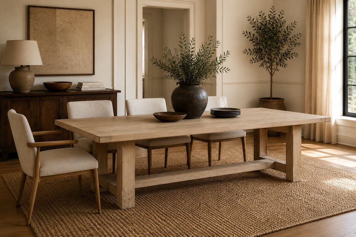 Amalfi 9' Long Dining Table Weathered Natural Pinewood 110x40x31H