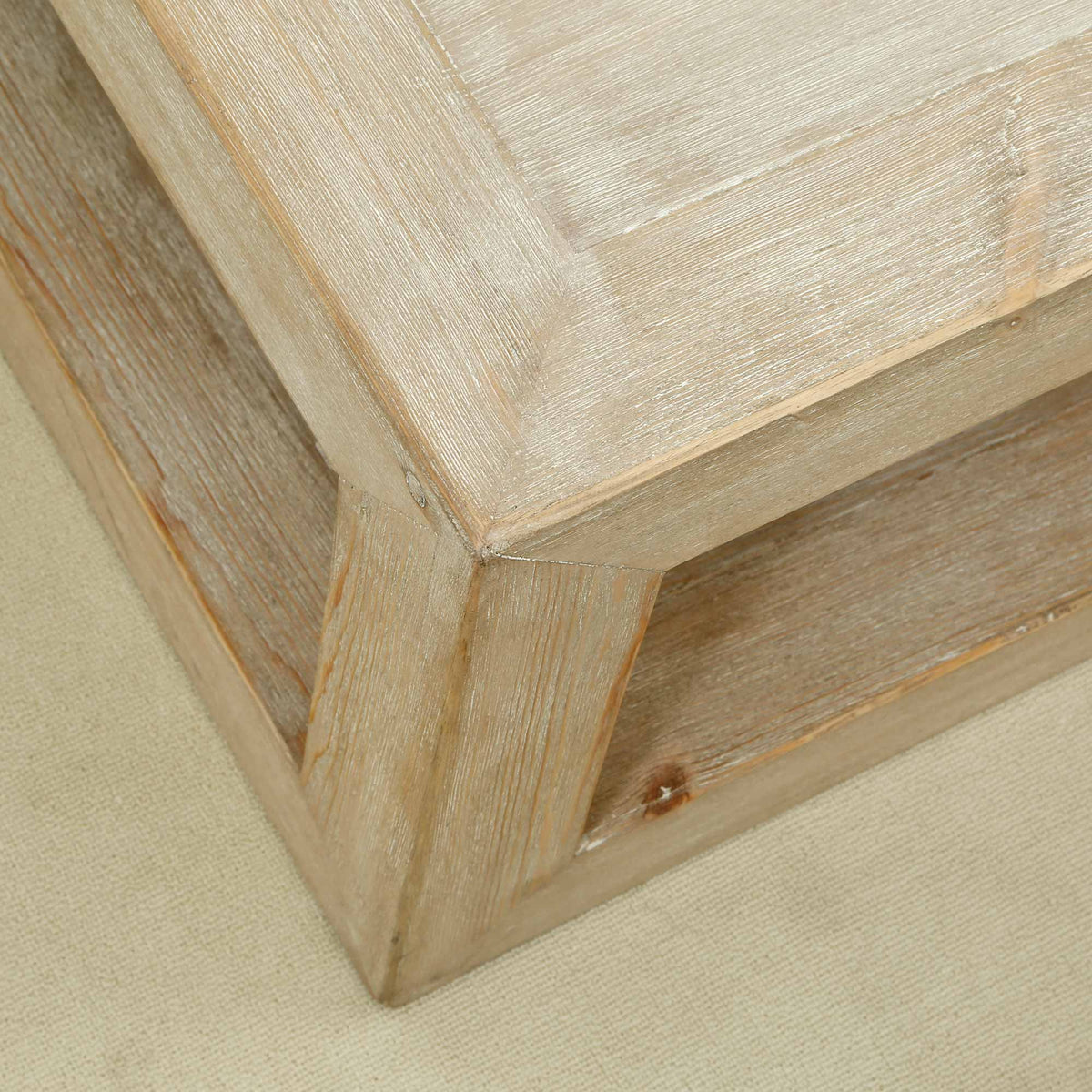 Peking Grand Framed Coffee Table Weathered White wash