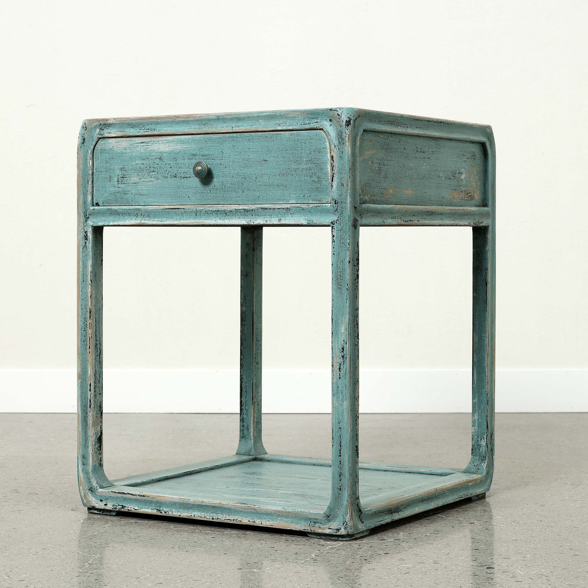 Peking Ming Side Table with One Drawer Weathered Soft Aqua (Pre-order only)