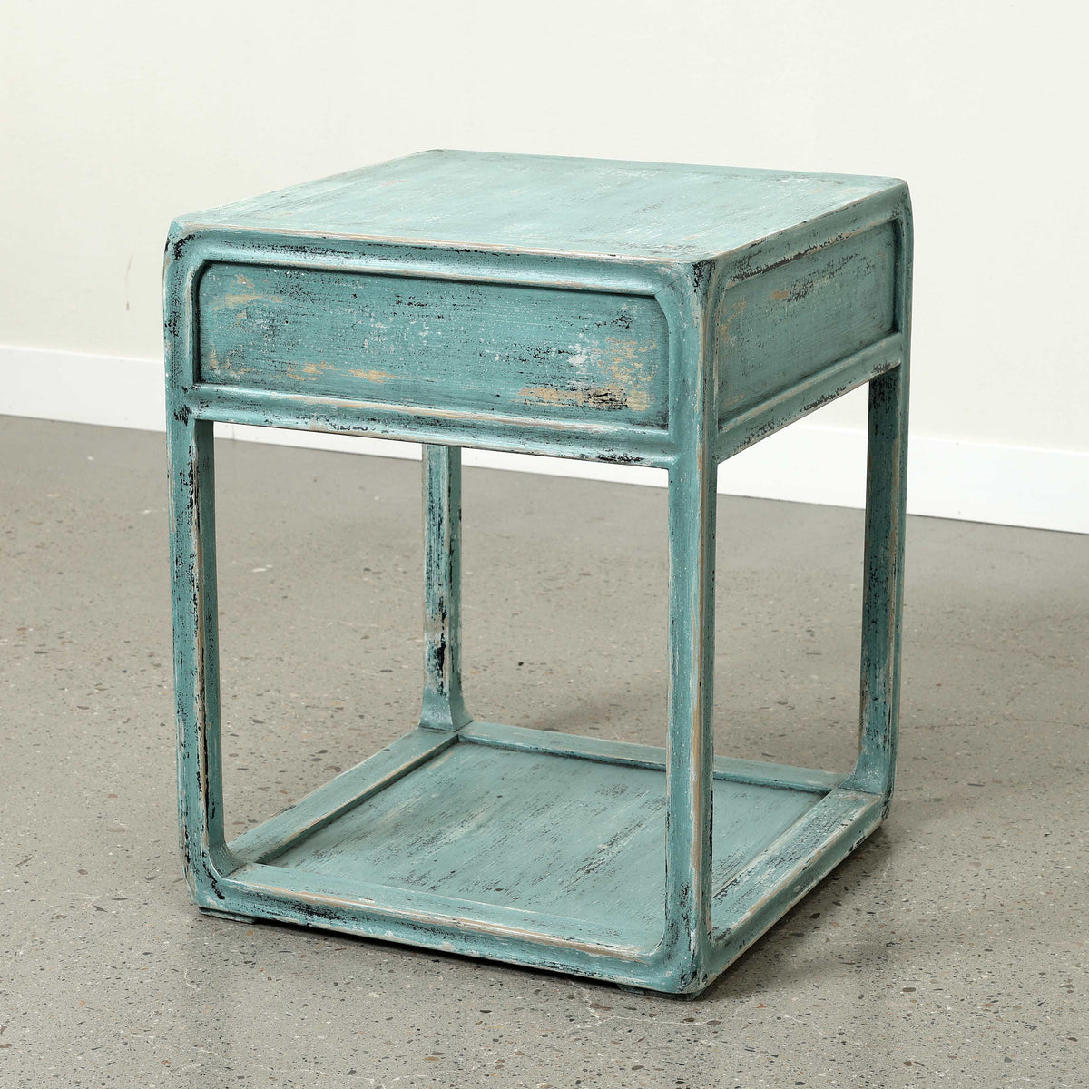 Peking Ming Side Table with One Drawer Weathered Soft Aqua (Pre-order only)