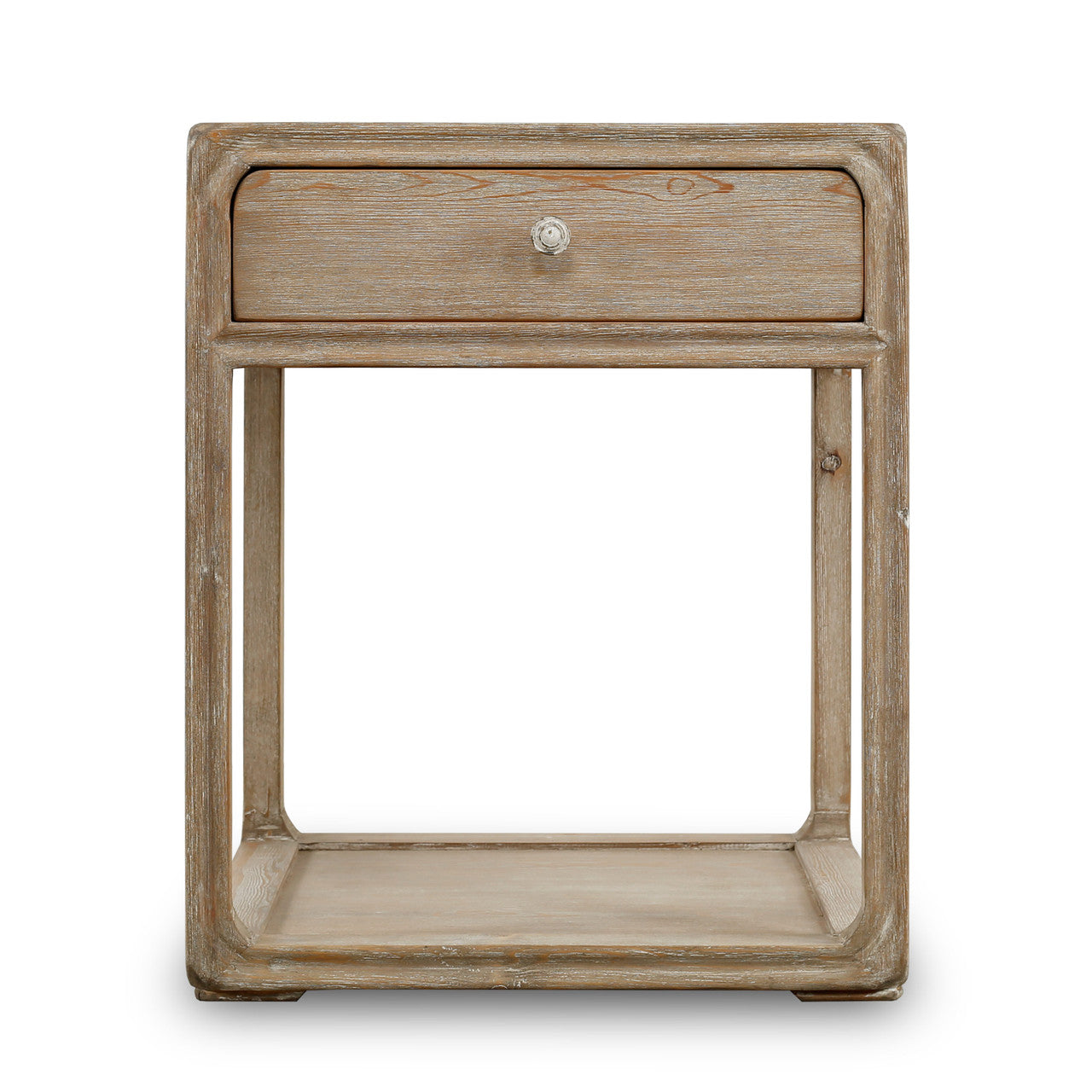 Reclaimed wood Peking Side Table one Drawer weathered white wash image