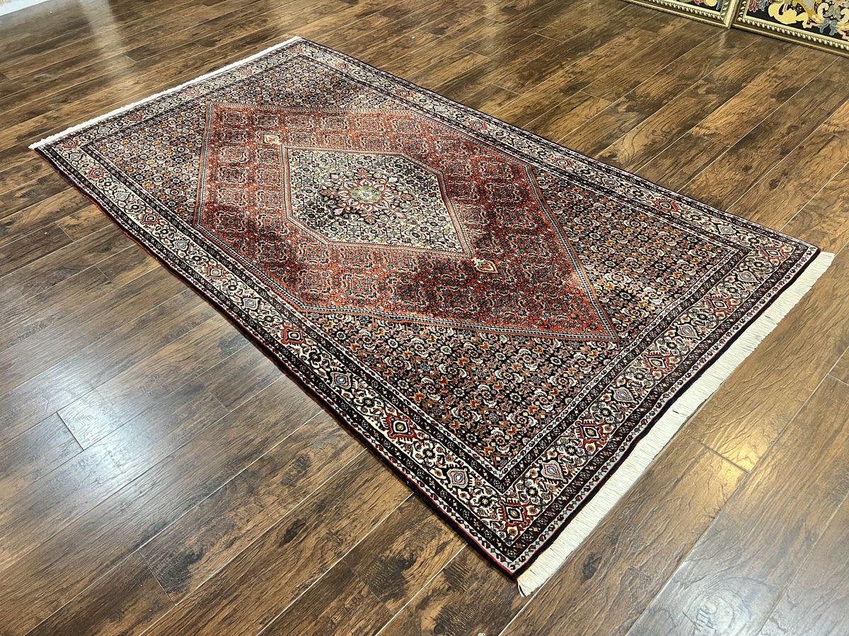 Persian Bidjar Rug 5x10, Wool Hand Knotted Vintage Carpet, Highly Detailed, Mahi Herati Pattern, 5 x 10 Oriental Rug - Jewel Rugs, view 13