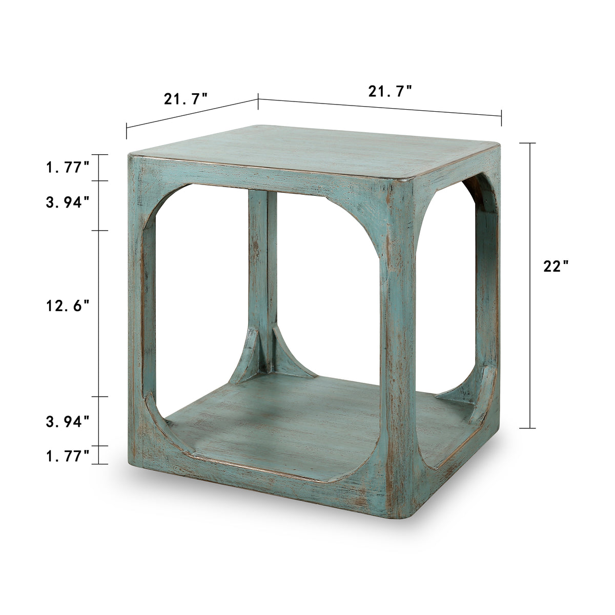 Ming Arch Side Table Weathered Soft Aqua