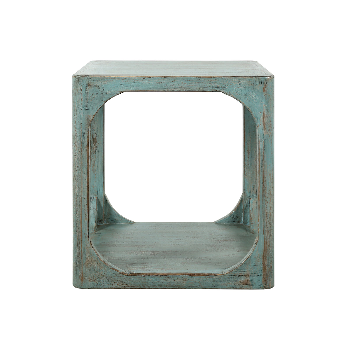 Ming Arch Side Table Weathered Soft Aqua
