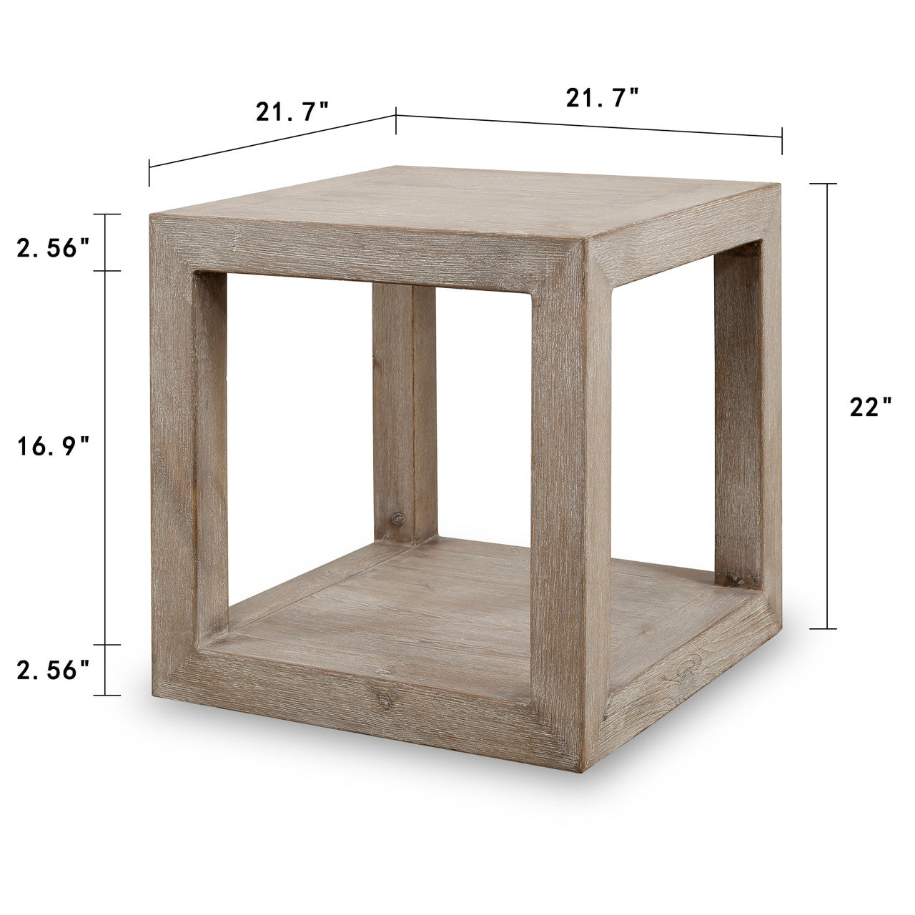 Peking Grand Framed Square Side Table Weathered White wash image