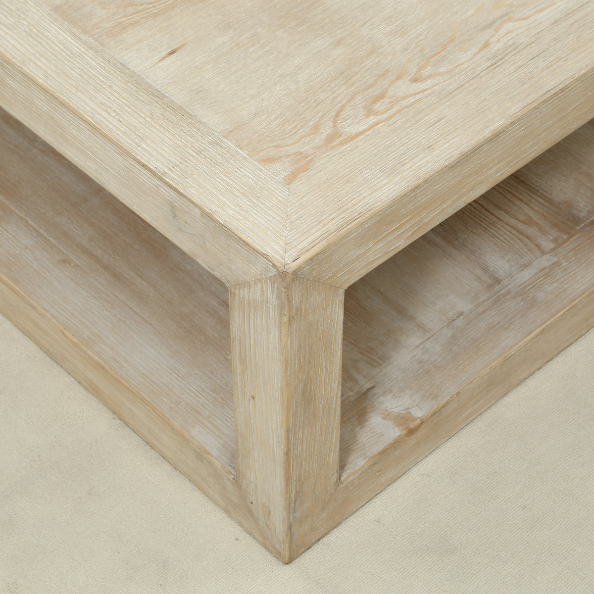 Peking Grand Framed Coffee Table Weathered White wash 39x39