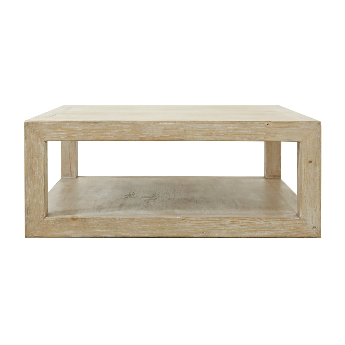Peking Grand Framed Coffee Table Weathered White wash 39x39