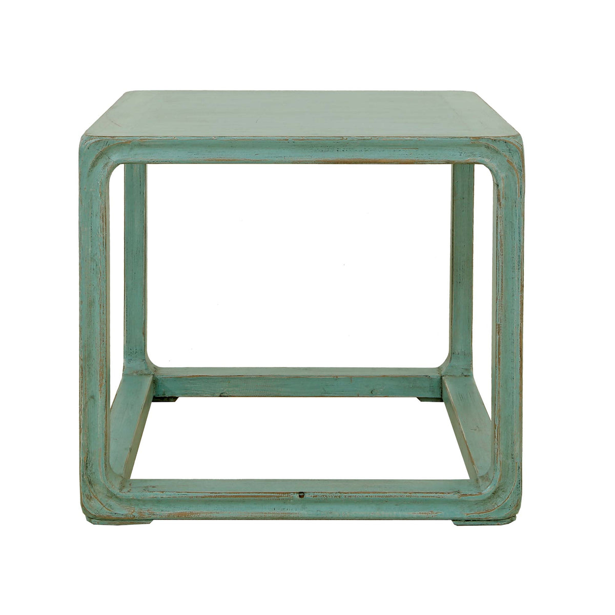Peking Ming Square Side Table Weathered Turquoise