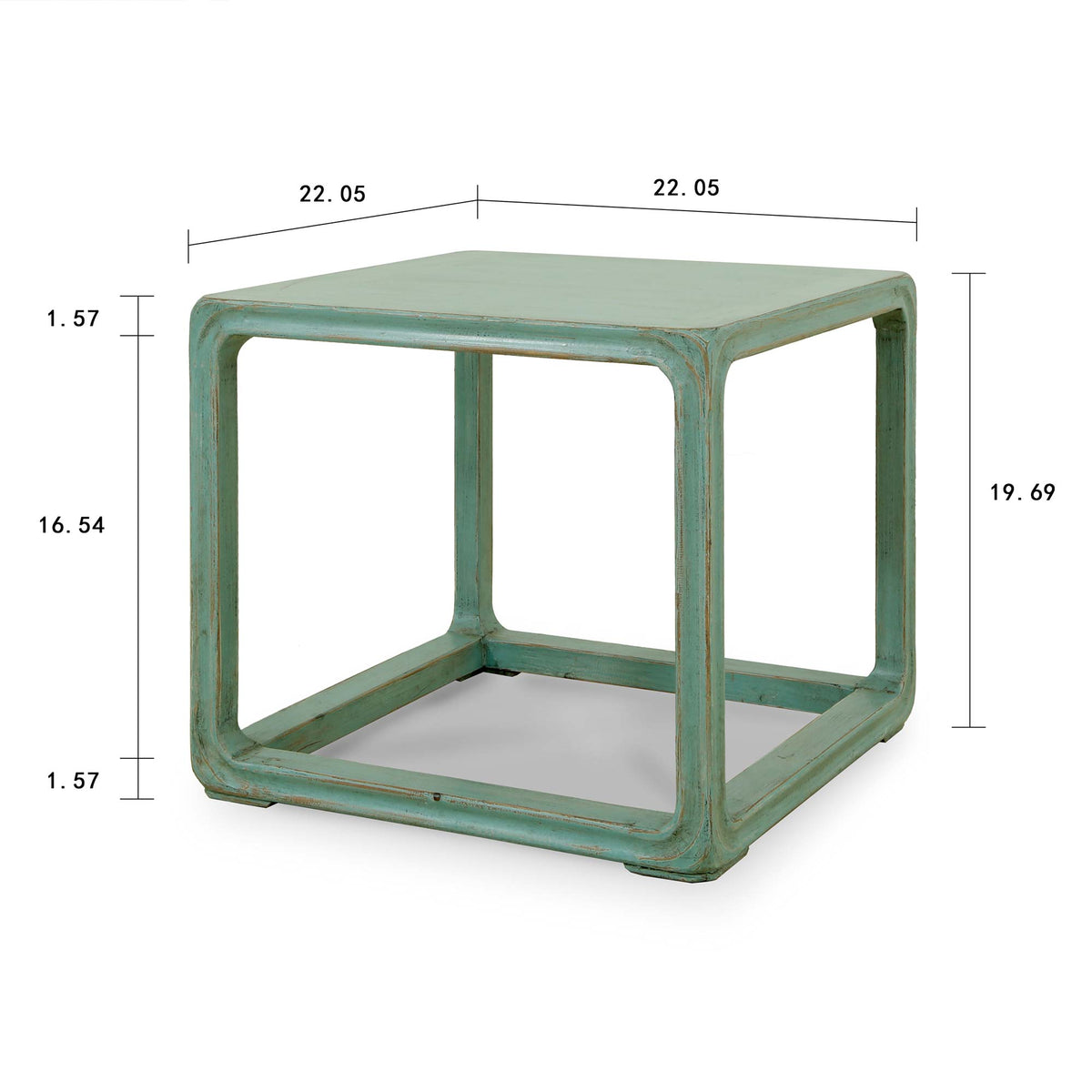 Peking Ming Square Side Table Weathered Turquoise