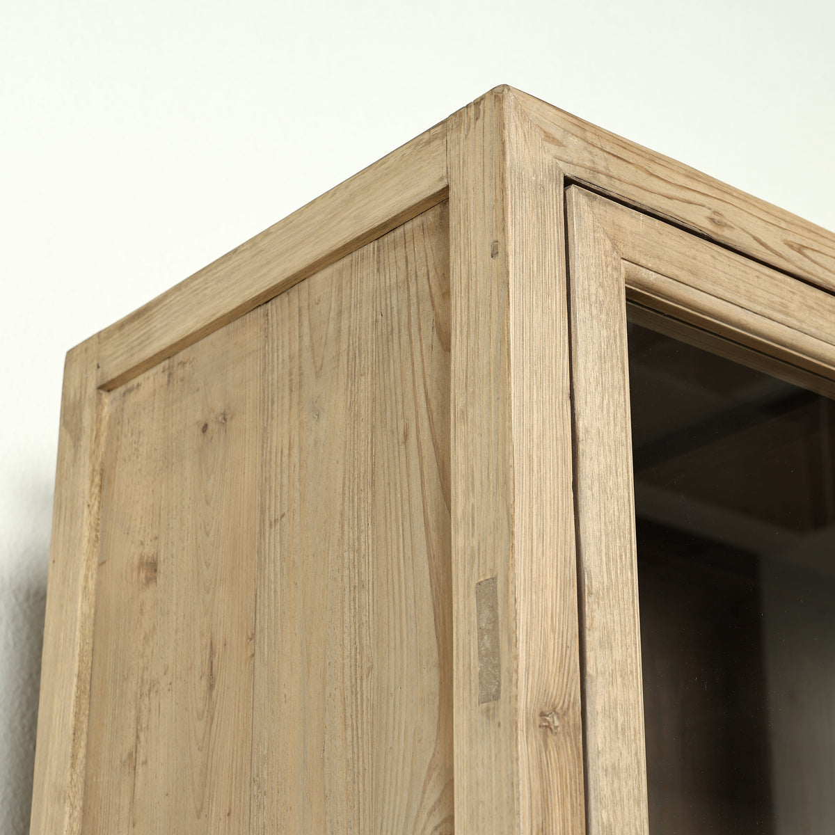 Approx. 89" High 4 Door Glass Display Cabinet Weathered Natural Pine PRE-ORDER ONLY(Minim 2)
