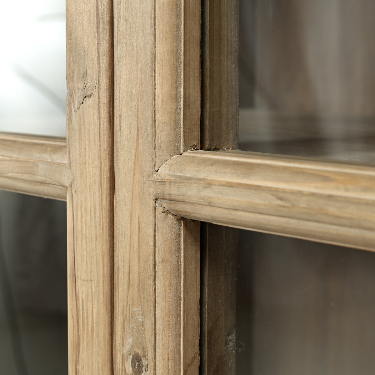 Approx. 89" High 4 Door Glass Display Cabinet Weathered Natural Pine PRE-ORDER ONLY(Minim 2)