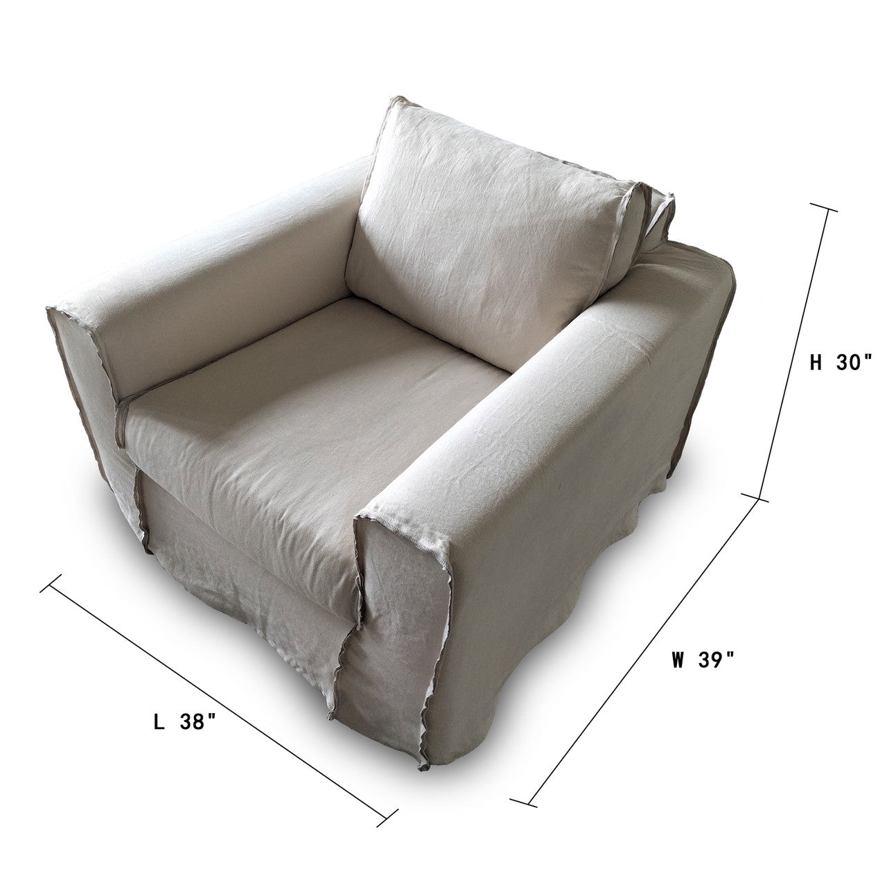 Peninsula Slipcovered Swivel Chair Wash Linen Beige