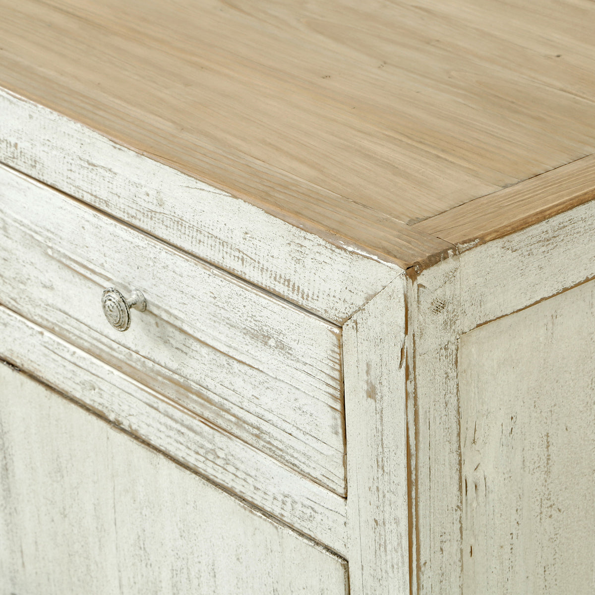 Amalfi Two Tones Cabinet with Two Drawers Distressed Off White