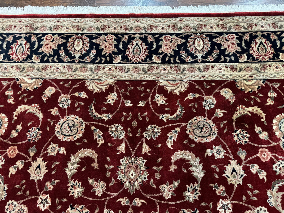Maroon Persian Area Rug 8x10, Floral Allover, Pak Persian, Wool and Silk Highlights, Traditional Oriental Carpet - Jewel Rugs, view 4