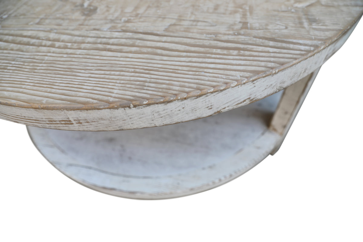 Amalfi Two Tones Round Coffee Table with Shelf Antique White