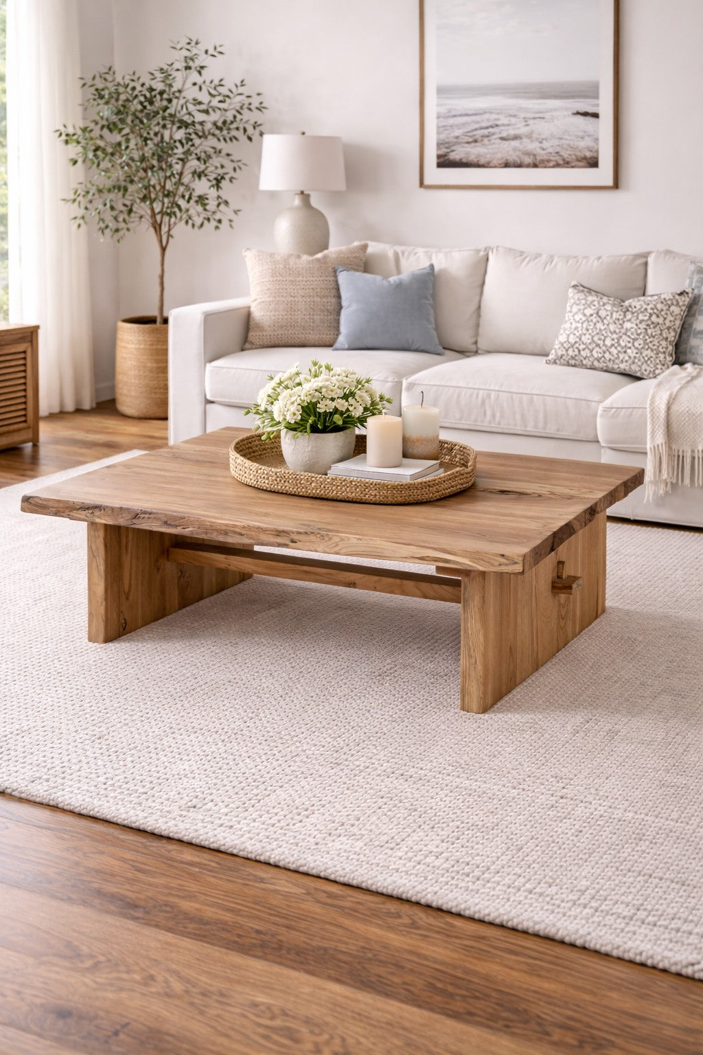 69" Live edge walnut wood coffee table natural (size and color vary)