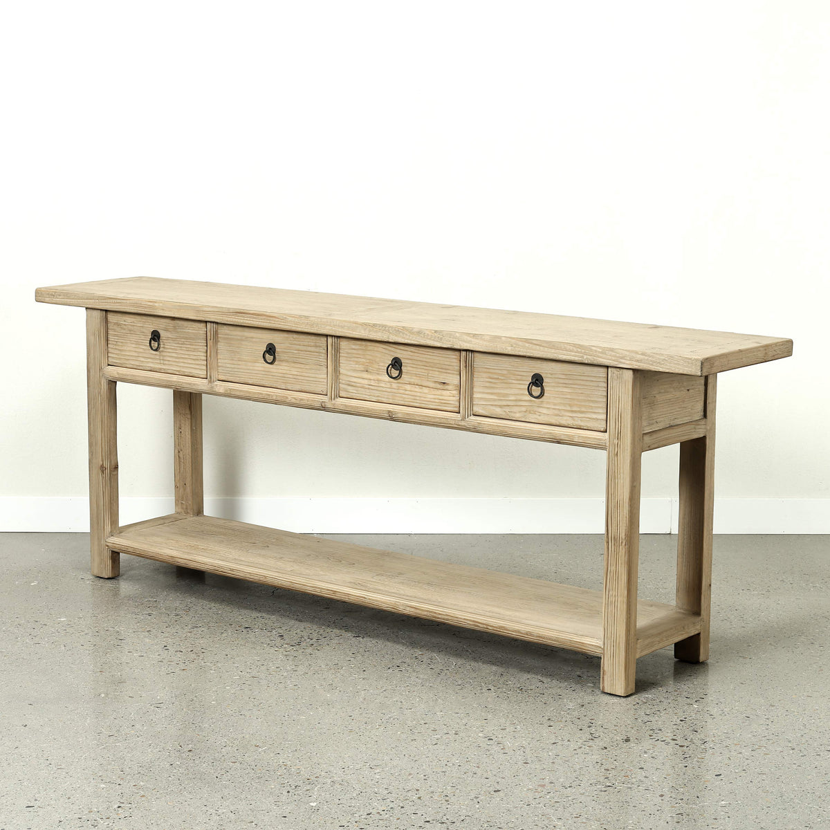 90" Long Console Table with 4 Drawers Weathered Natural