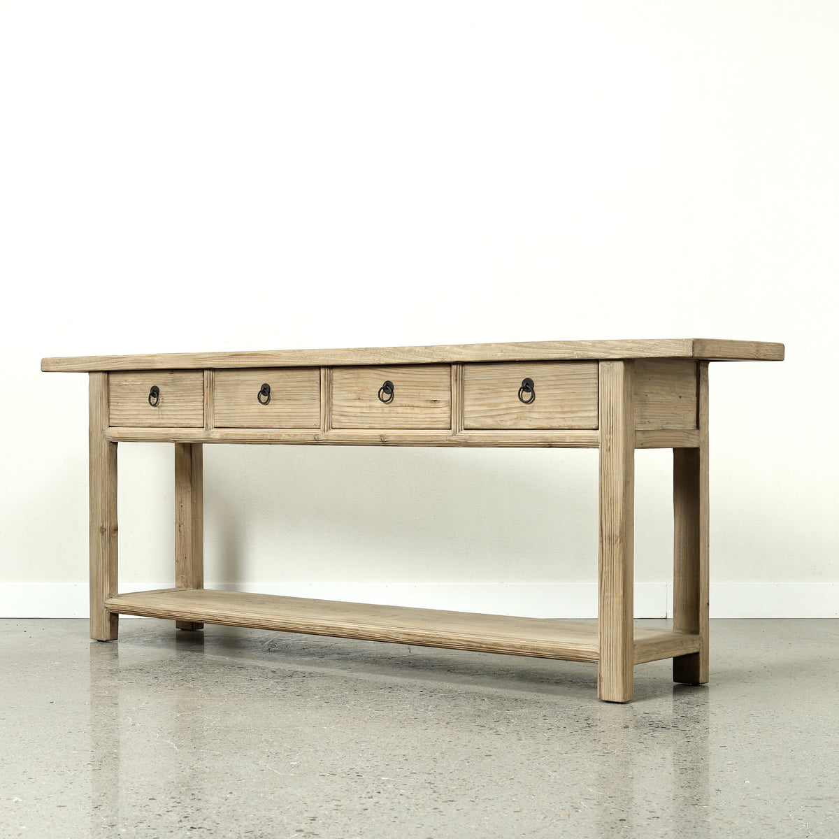 90" Long Console Table with 4 Drawers Weathered Natural