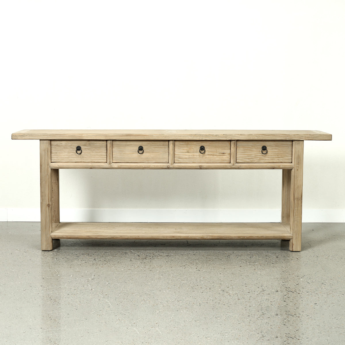 90" Long Console Table with 4 Drawers Weathered Natural