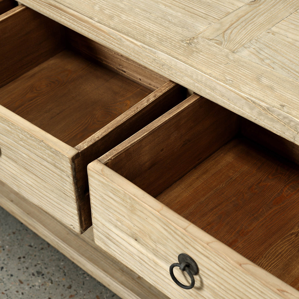 90" Long Console Table with 4 Drawers Weathered Natural