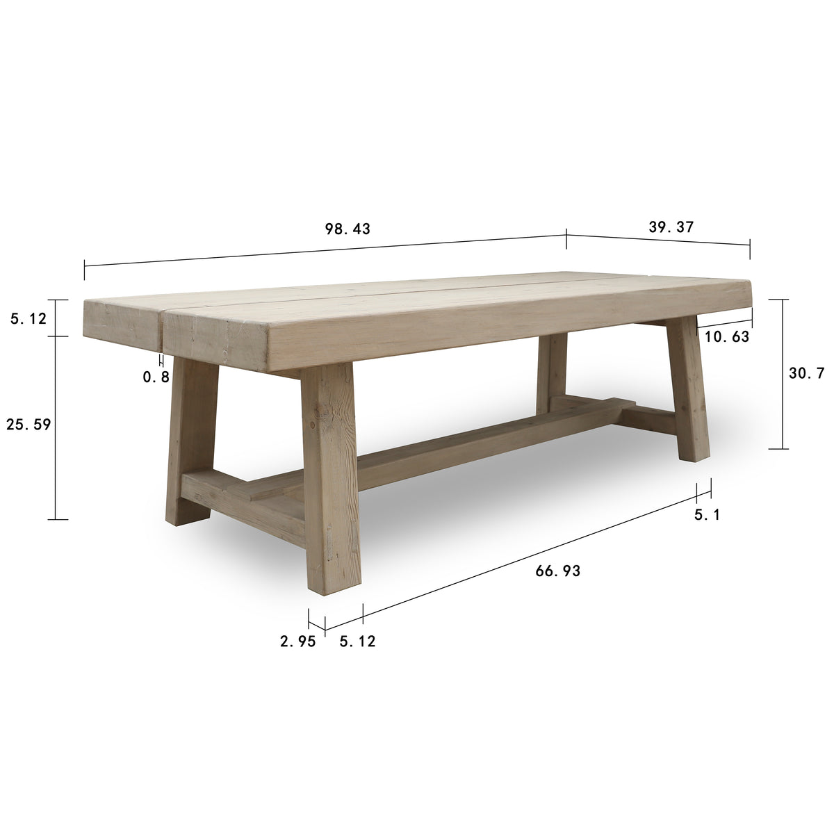 Capri Heritage Dining Table 98x39x31H